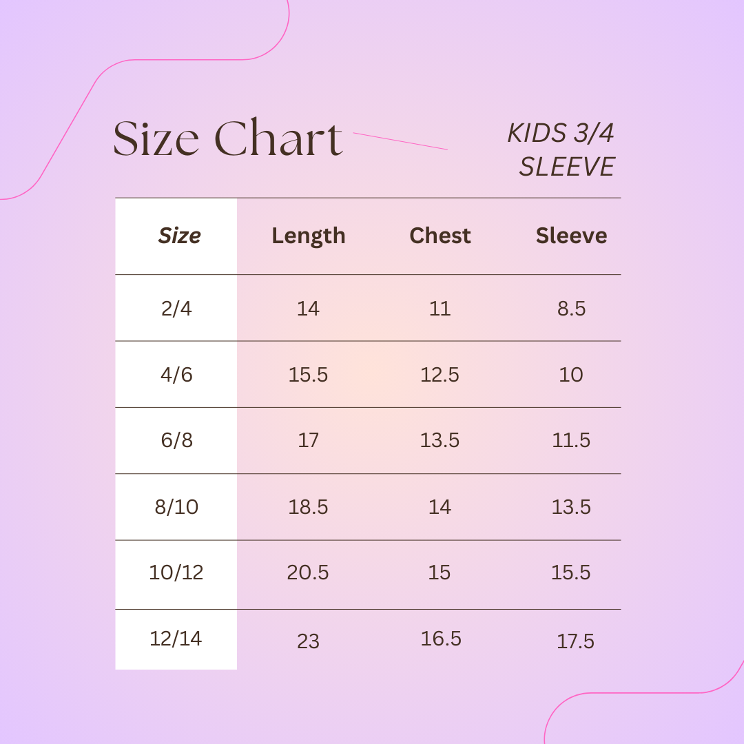 Girls 3/4 sleeve layering top