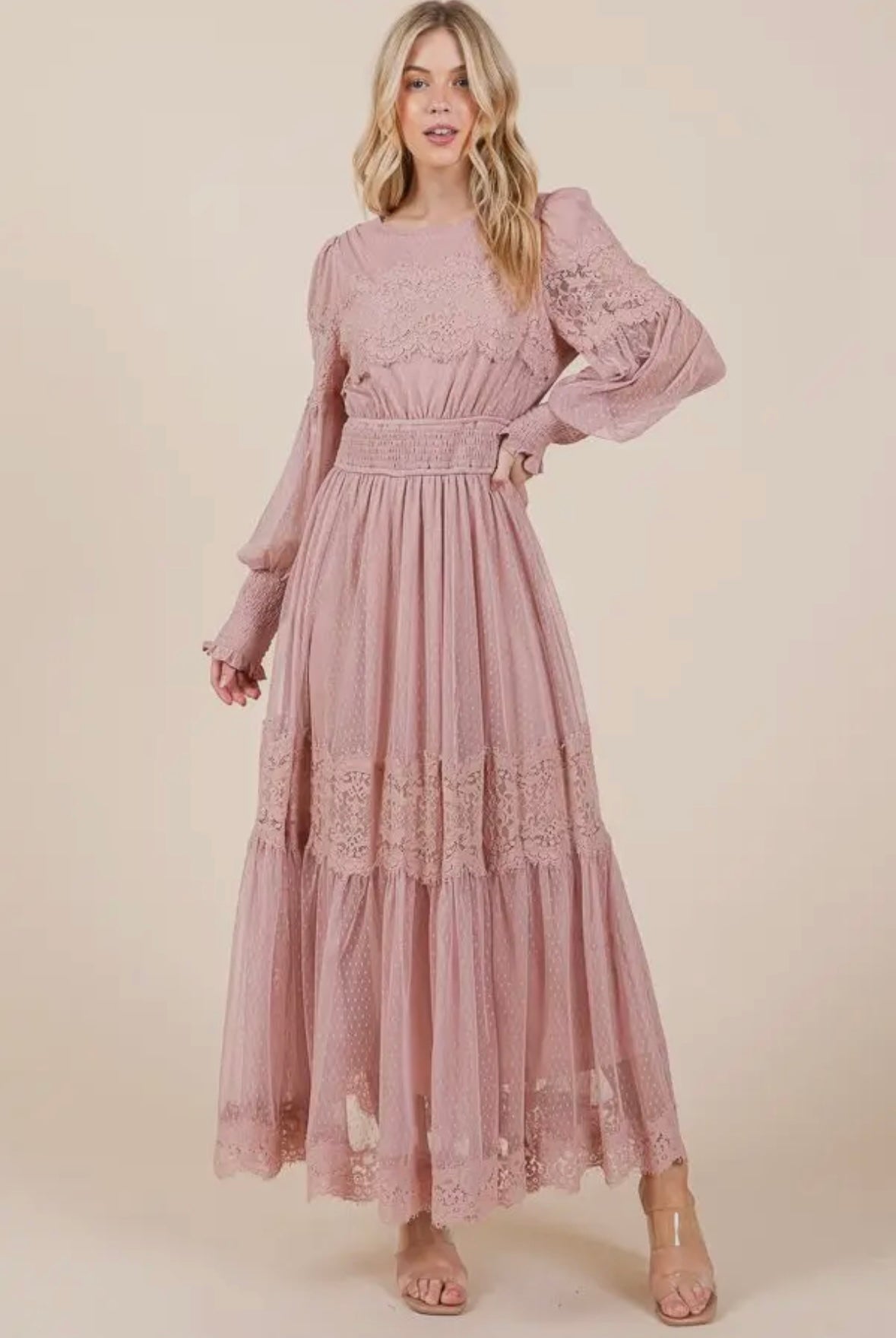 Blush Pink Lace Dress