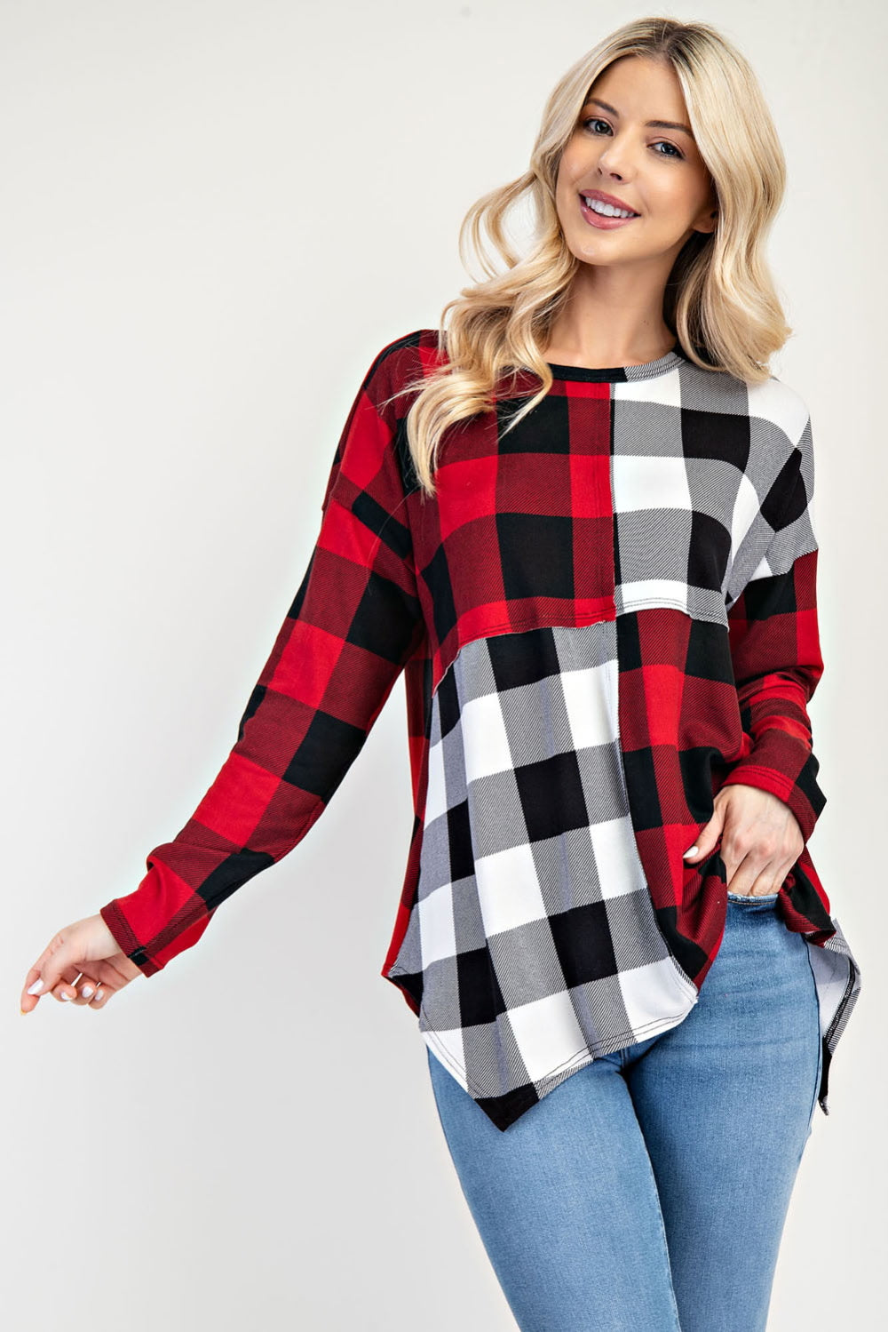 Red and black Buffalo Check Top