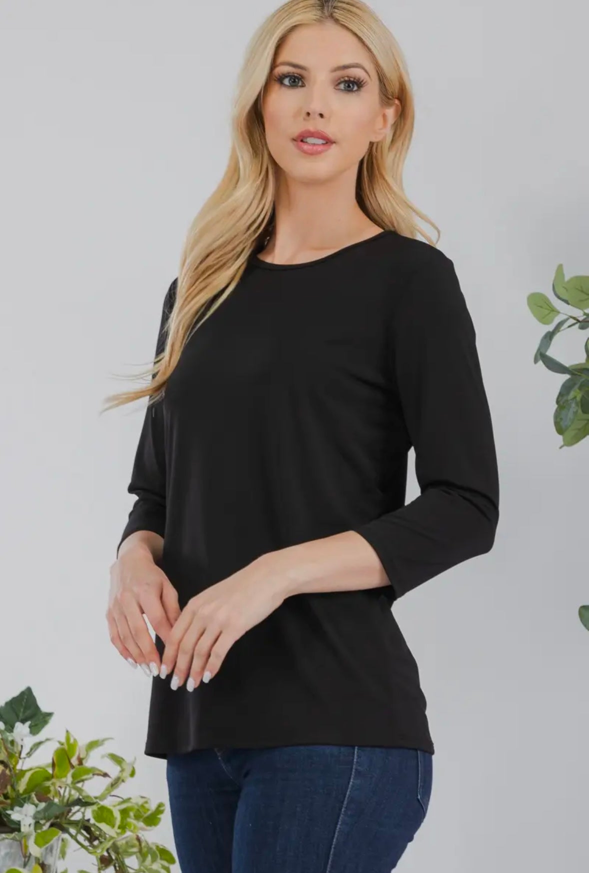 3/4 sleeve solid color top