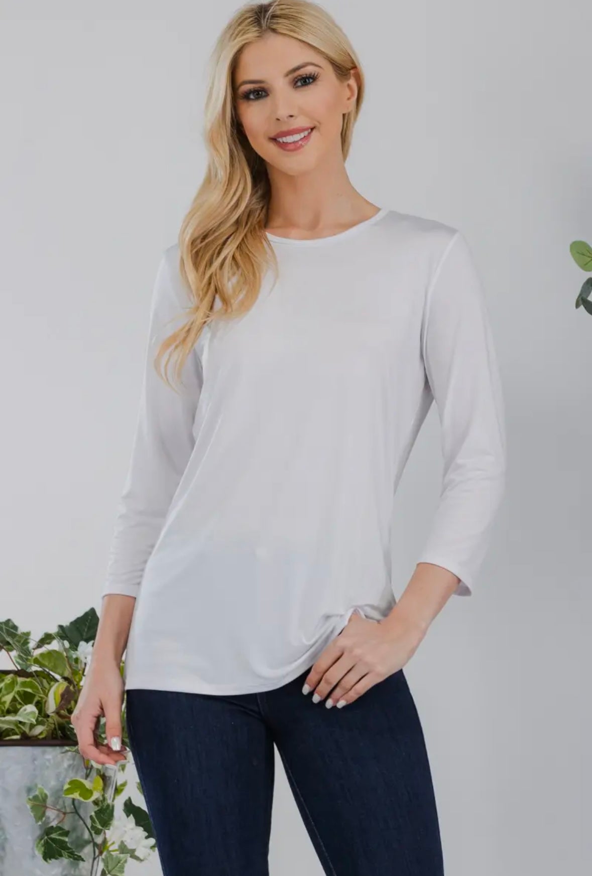 3/4 sleeve solid color top