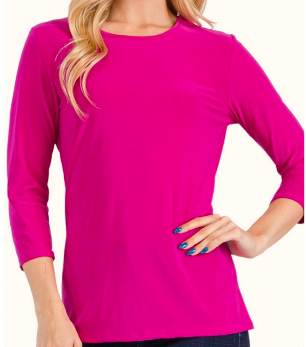 3/4 sleeve solid color top