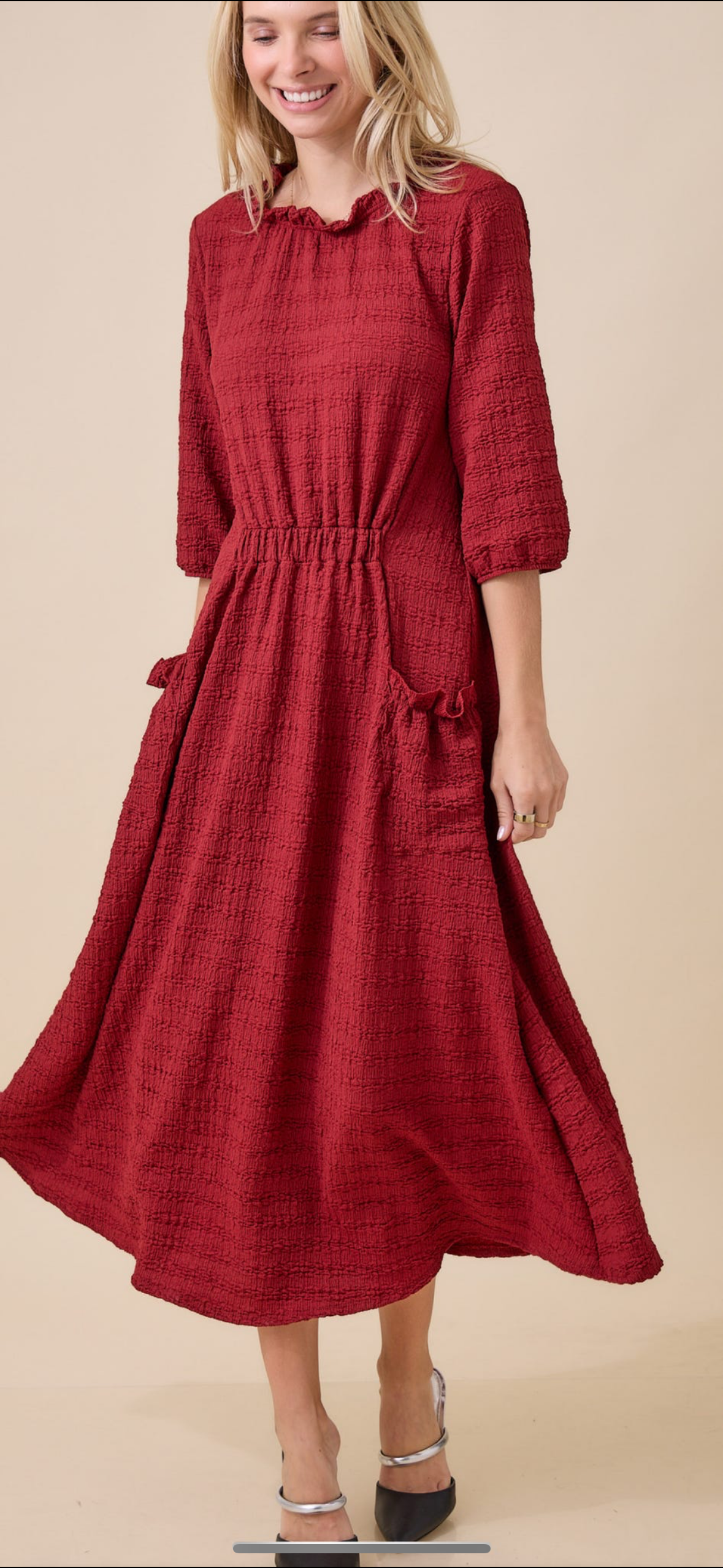 The Ruby Textured Charm Dress