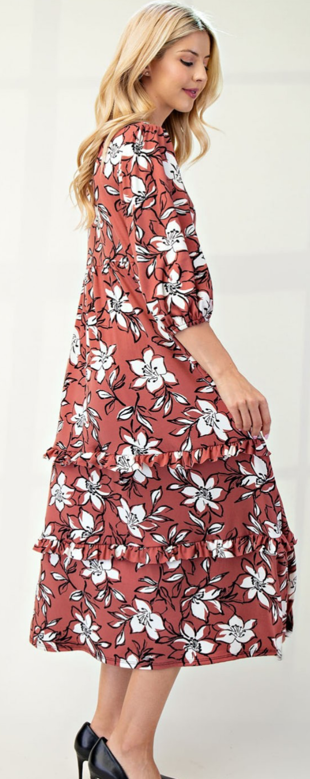 Terracotta Floral Maxi Dress