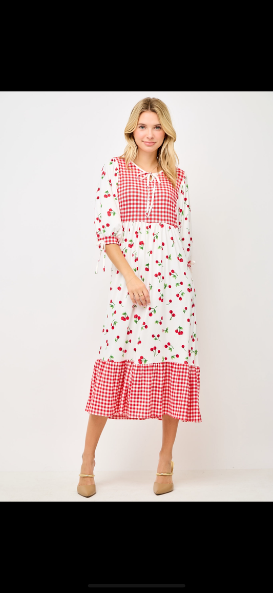 Cherry/plaid dress
