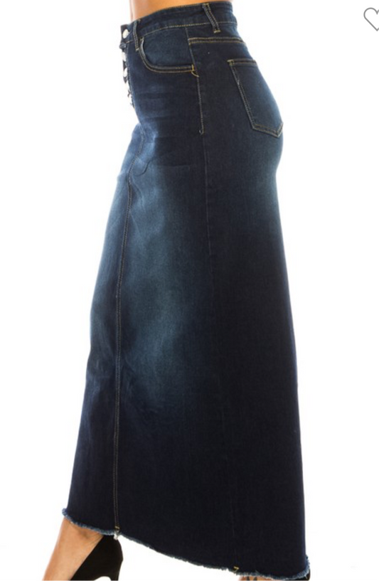 Long dark Denim Skirt