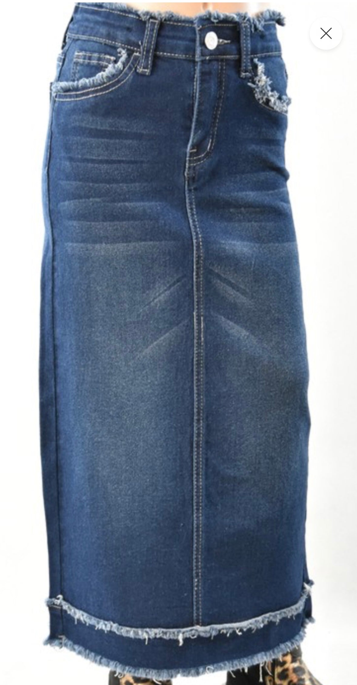 Girls long Frayed Denim Skirt