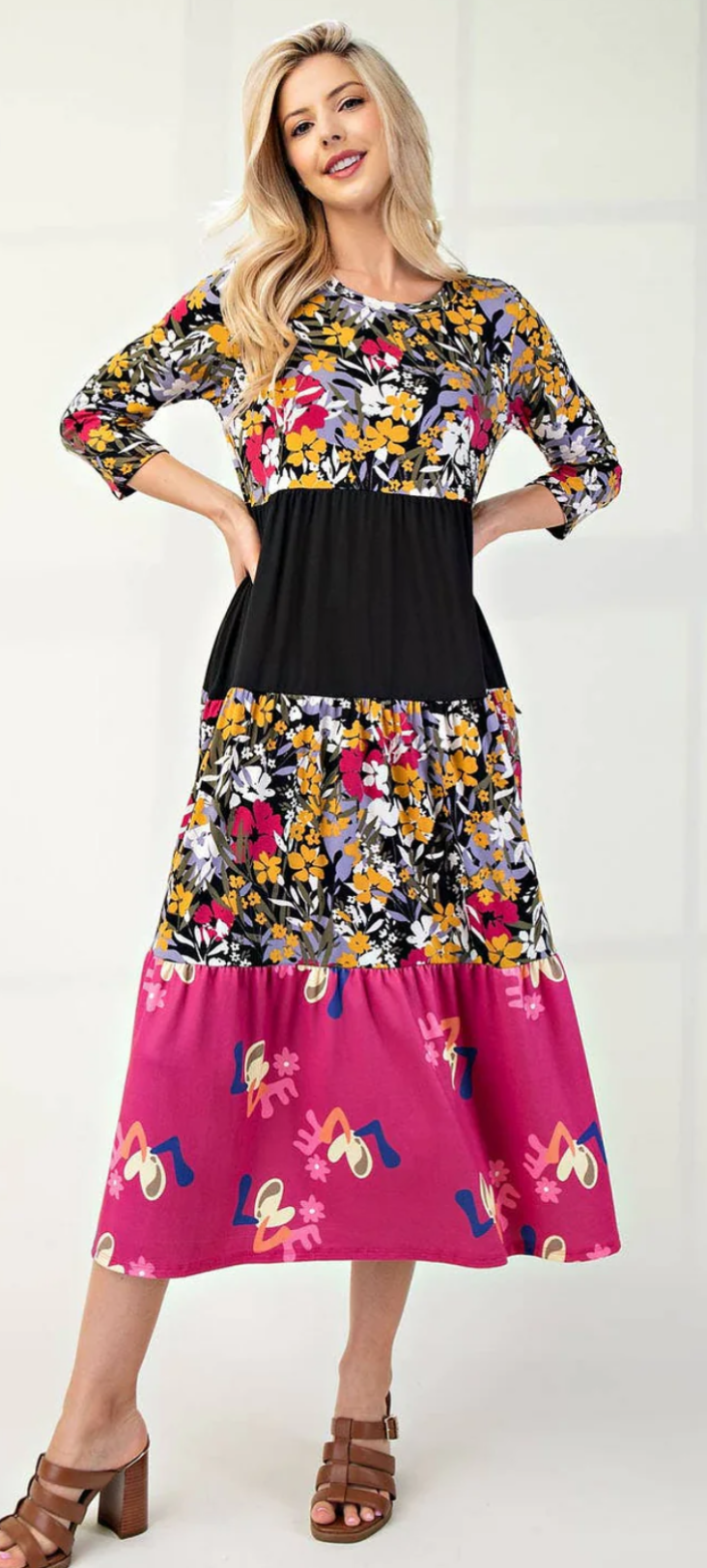 Floral Mixed Print Maxi Dress