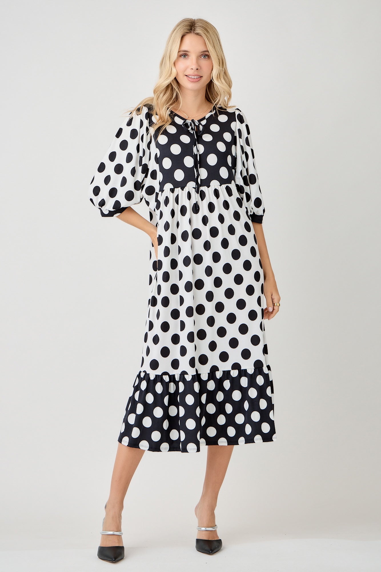 Black & white polka dot “Clara” dress