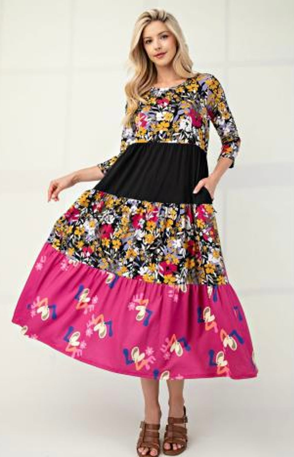 Floral Mixed Print Maxi Dress