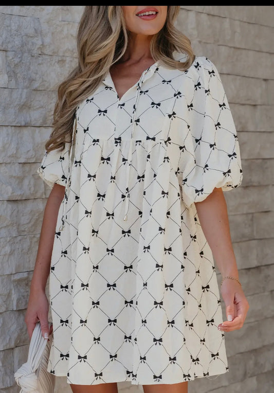 White & Black Bow dress