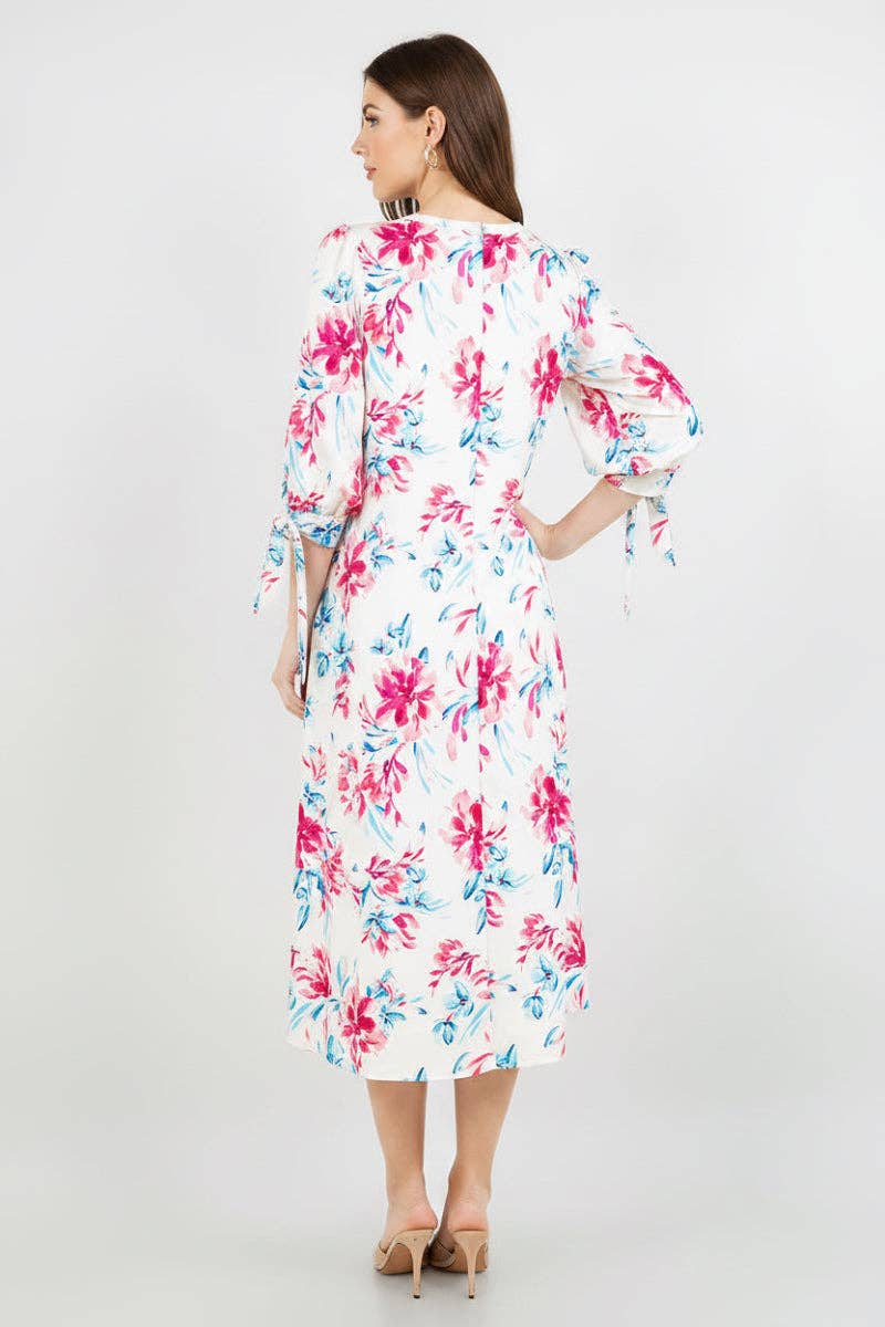 PLUS SIZE A-LINE MIDI DRESS DETAIL TIE  SLEEVES