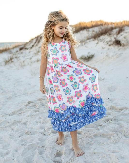Girls Periwinkle floral dress