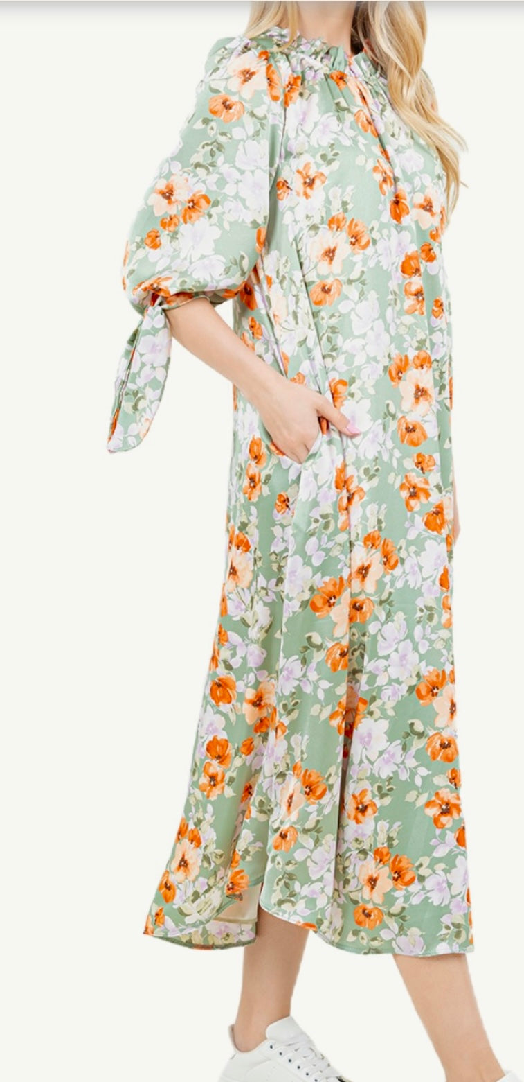 Floral silk dress