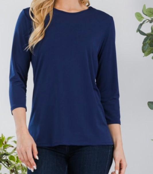 3/4 sleeve solid color top