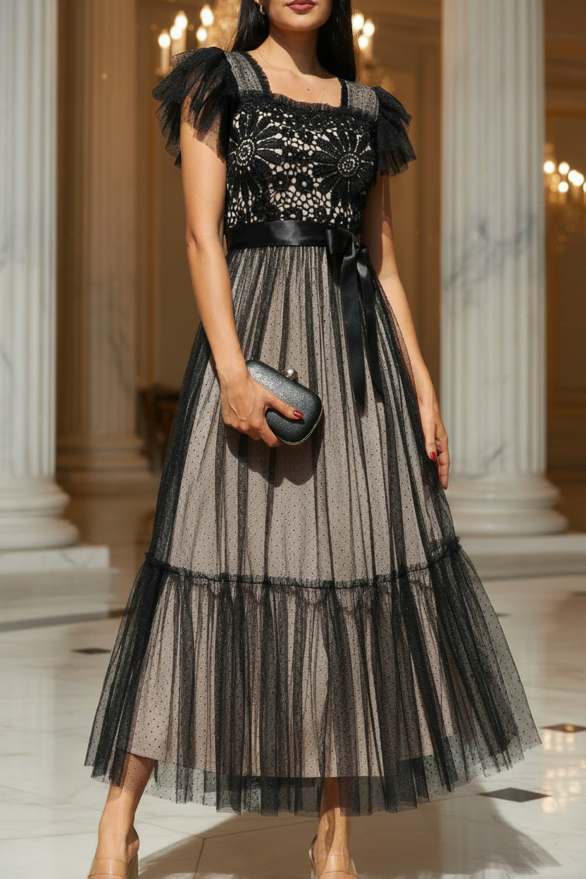 Black Lace Midi dress