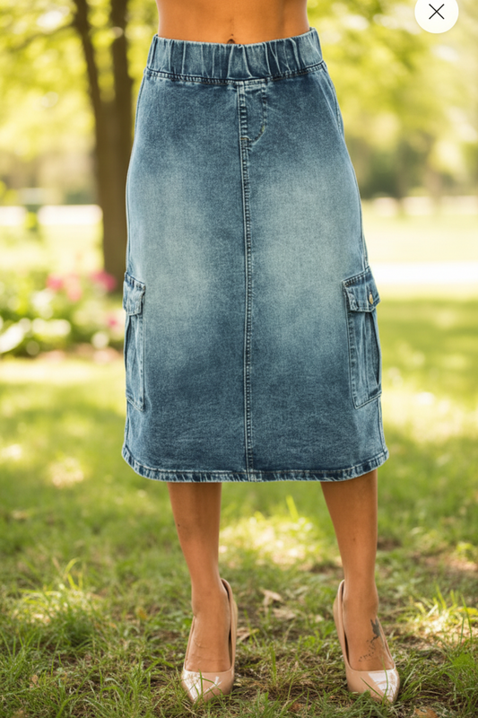 Cargo Denim Skirt