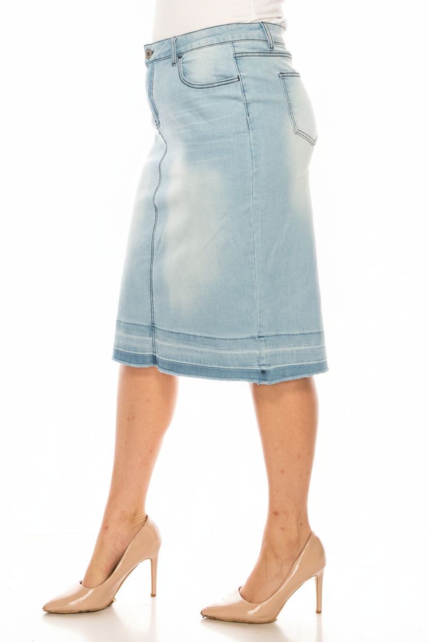 Light Indigo Wash Midi Denim