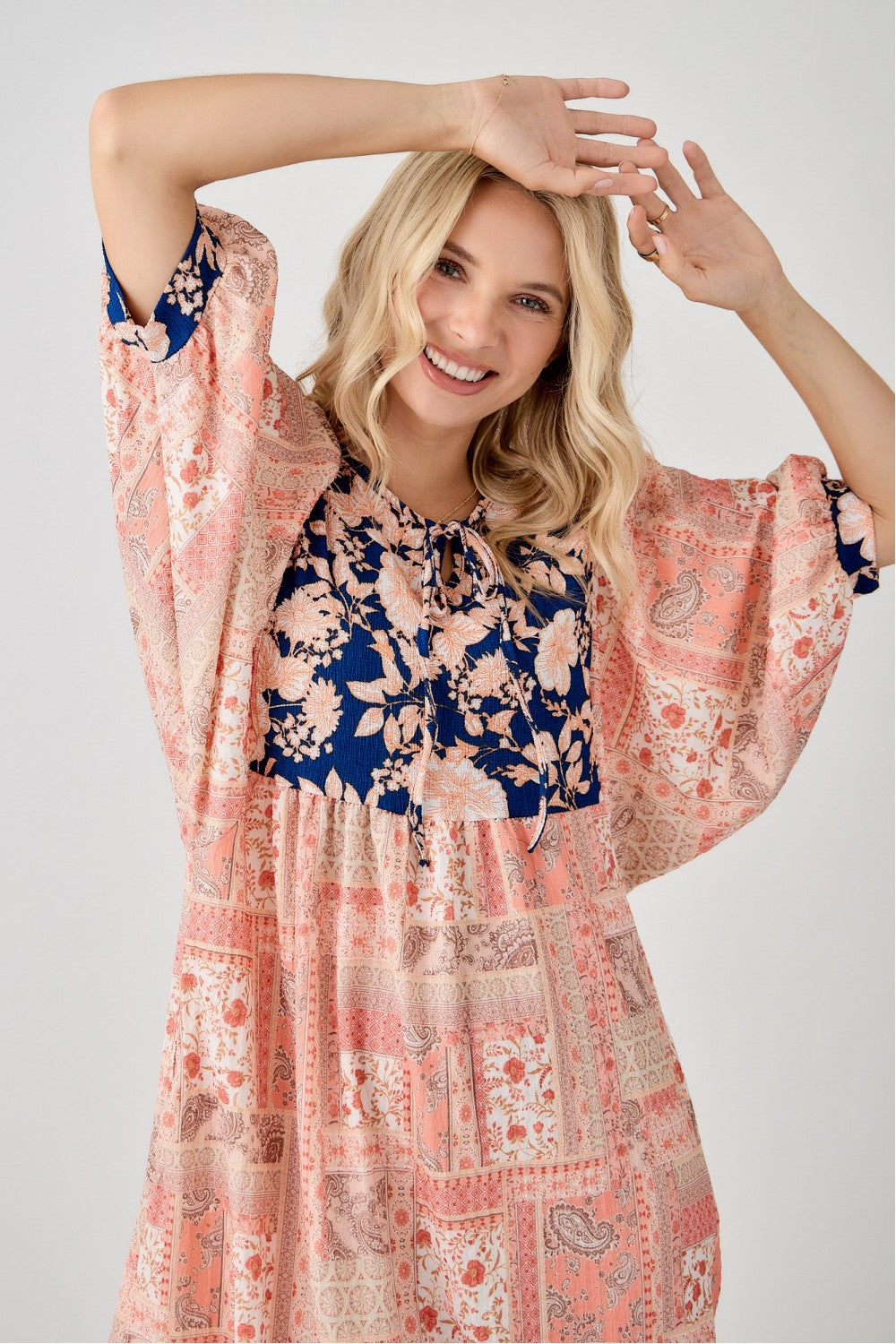 Boho Patchwork Midi Dress